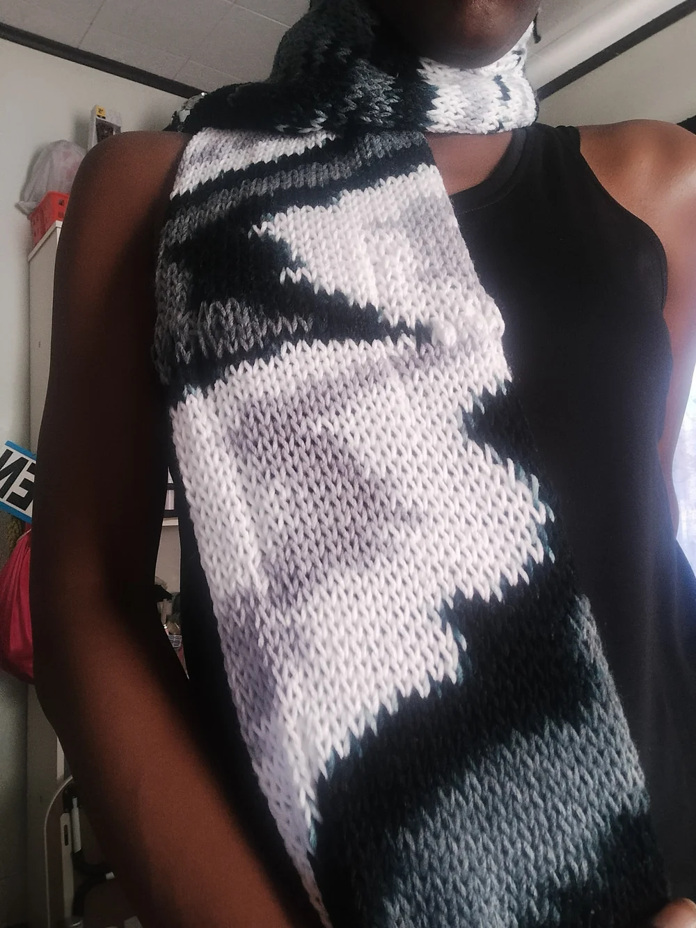 Sentro Knitting Machine Made Scarf. Hand Cranked